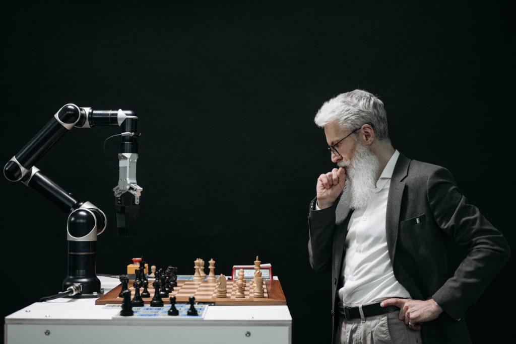 AI Machine Playing Chess With Human