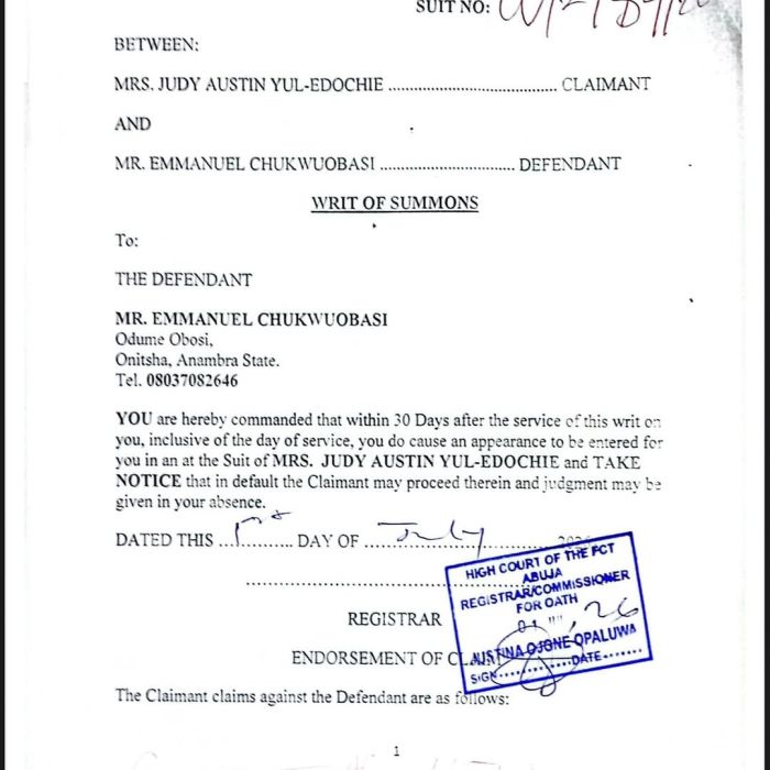 Judy Austin Takes Ex-Husband Obasi and Rita Edochie to Court, Seeks N1bn Damages