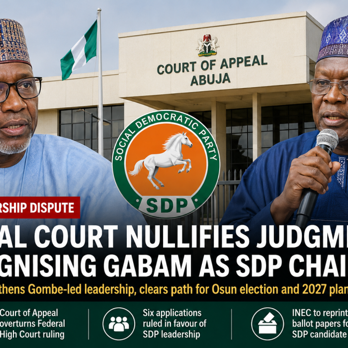 Appeal Court Ruling Gives SDP Leadership Fresh Legal Boost, Sets Stage for 2027